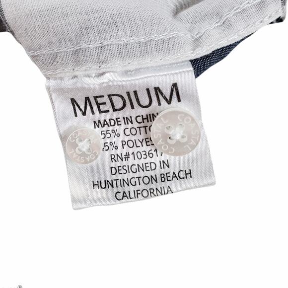 Coastal Shirt Mens Medium Modern Fit Button Up Plaid Collared Long Sleeve Top - Picture 4 of 5